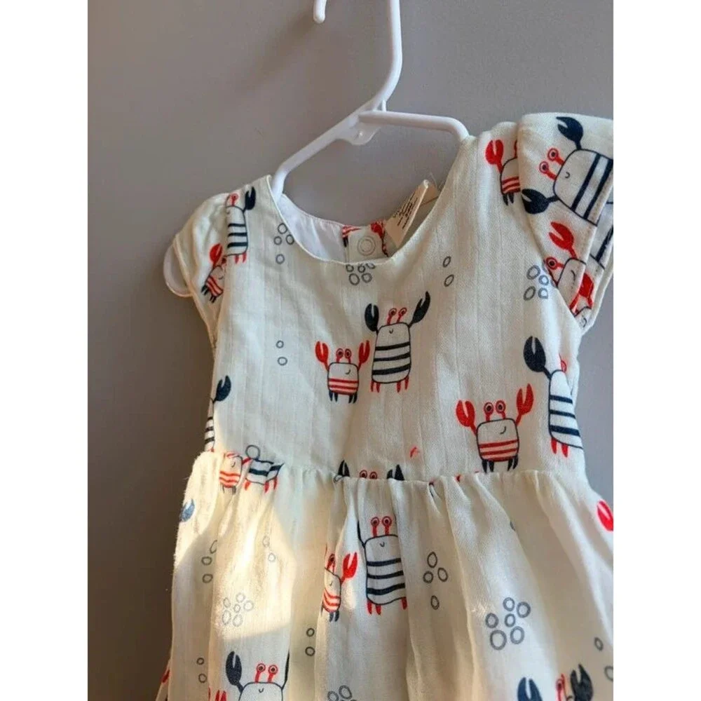 Viverano Organic Muslin Nautical Crab Dress & Bloomer Set 3-6M #summer #beach